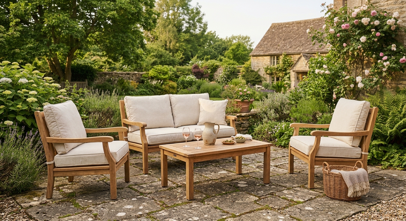 Teak's natural oils make it one of the few woods that genuinely improves with age outdoors.